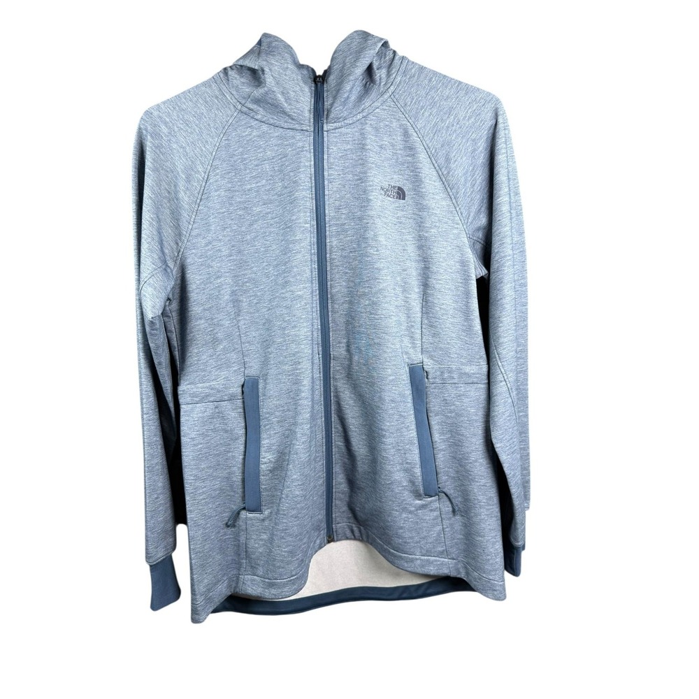 North Face Jacket Womens Medium Blue Hooded Full Zip Stretch Outdoor Athletic - Picture 4 of 9